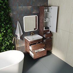 Style Line Тумба с раковиной подвесная Атлантика 60, Люкс старое дерево, PLUS – фотография-10